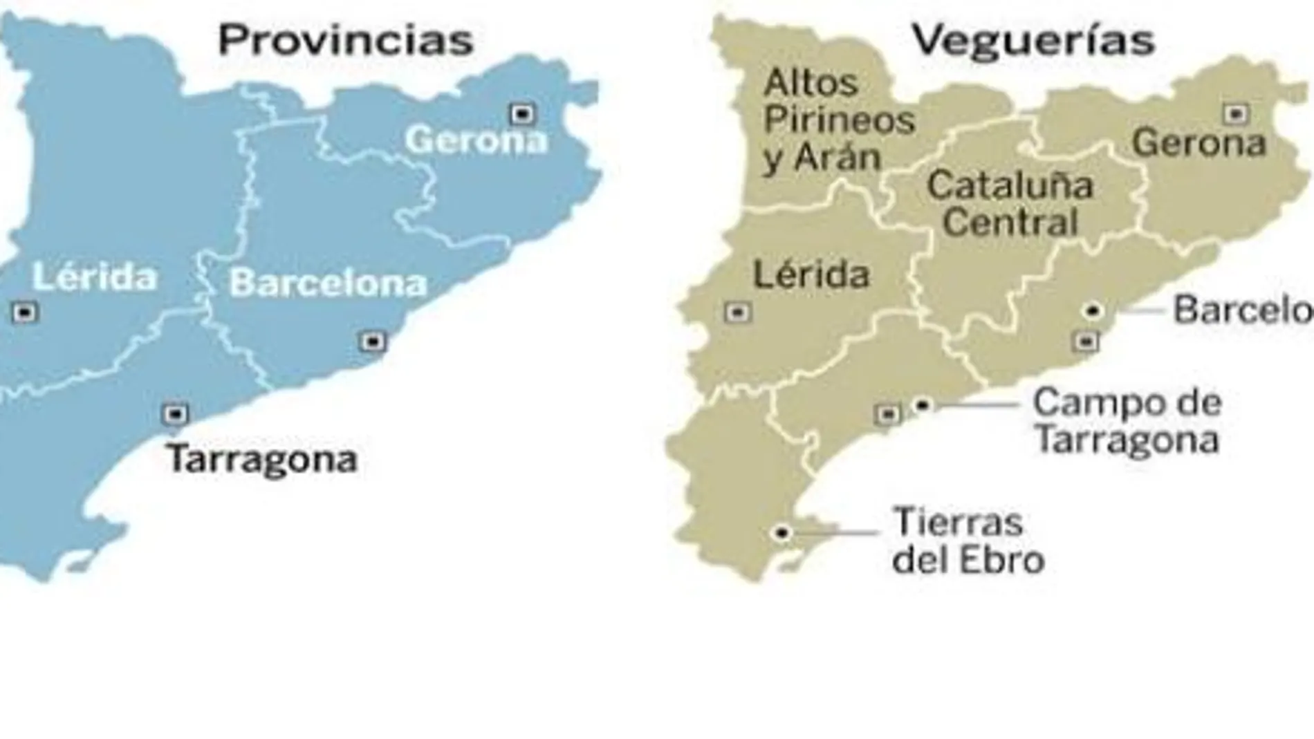 Cataluña pone fin a las cuatro provincias