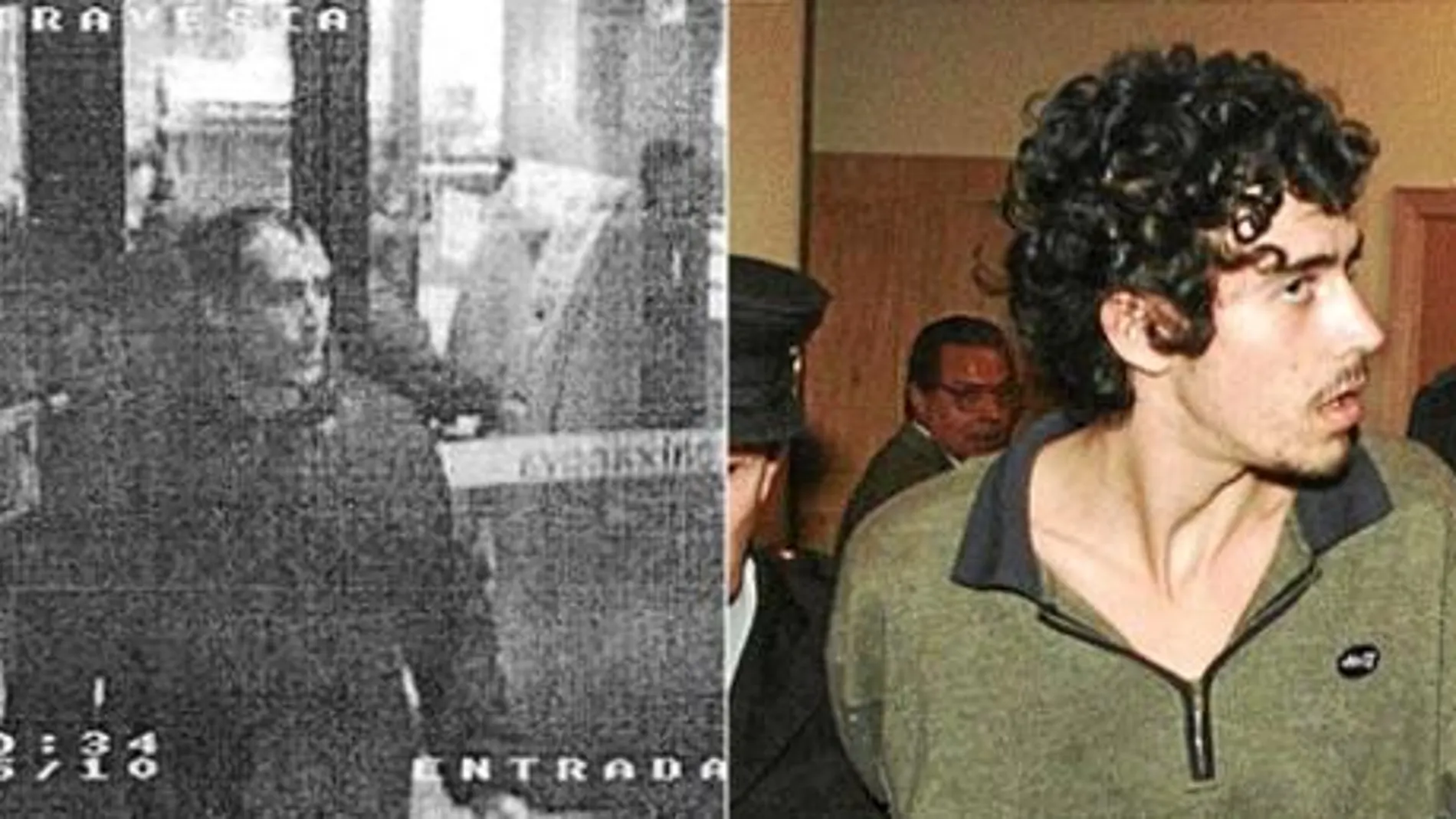 La cámara de seguridad de la sucursal bancaria que pretendían atracar captó la imagen de José Vilar el pasado mes de mayo. Izquierda, José Ángel Martíns, en 1998