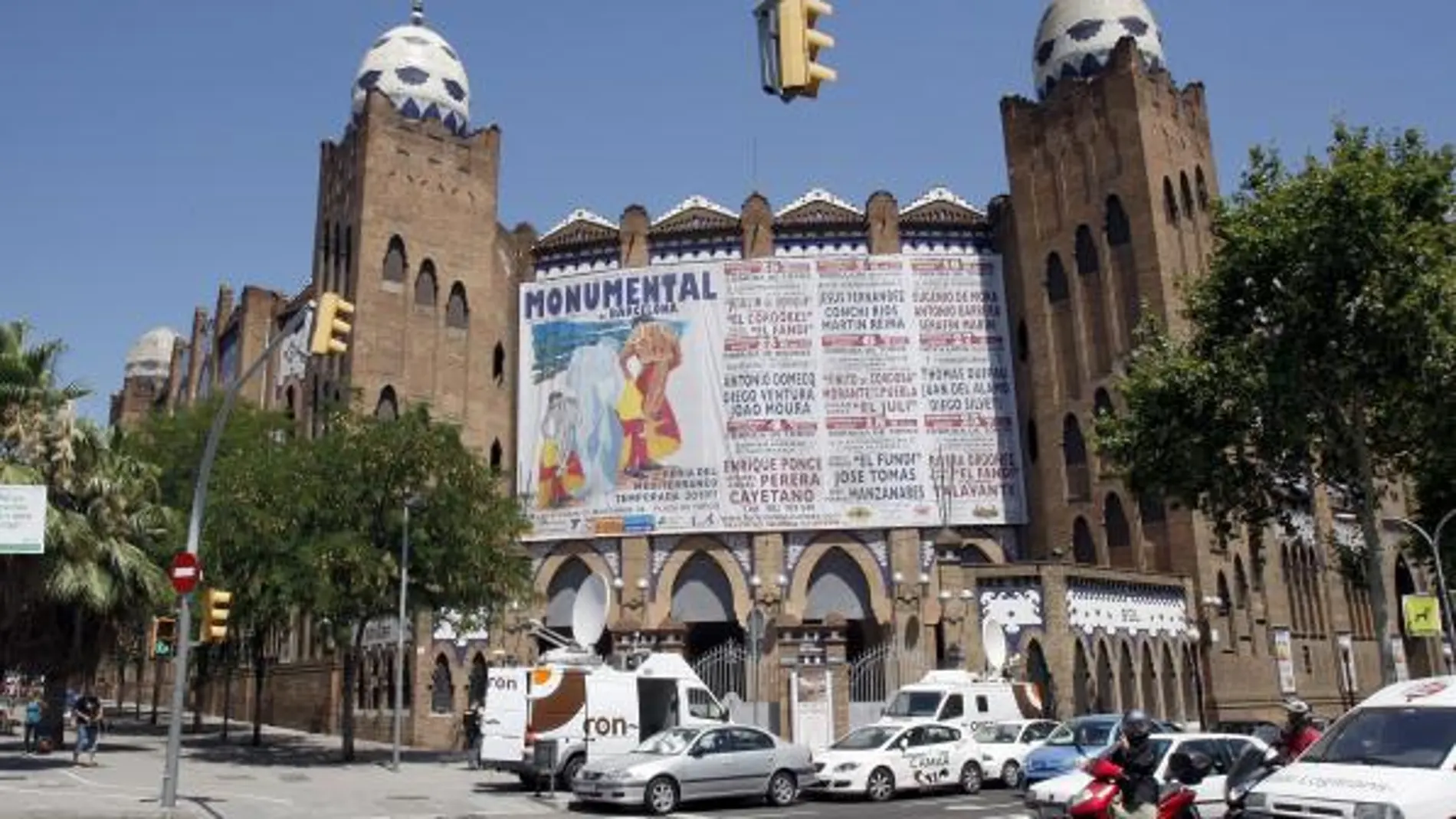 Imagen tomada ayer de la Plaza de Toros Monumental de Barcelona