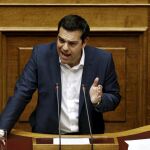 El primer ministro griego, Alexis Tsipras, durante su discurso ante el Parlamento
