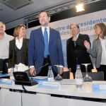 El presidente Herrera, junto a Mariano Rajoy, Fernández Mañueco, De Cospedal, González Pons y Ana Mato