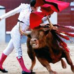 El diestro salmantino ejecutando un pase de pecho
