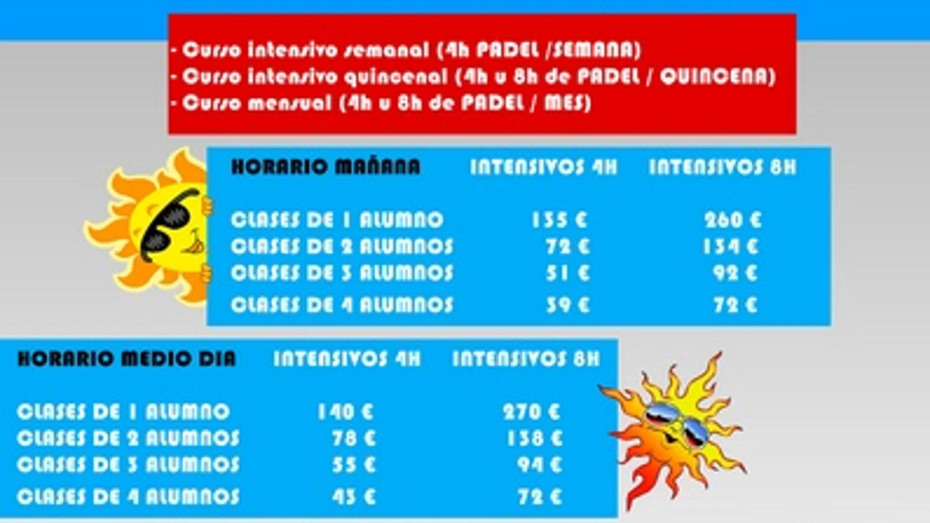 Cursos intensivos en el club Vita10 Padel Indoor