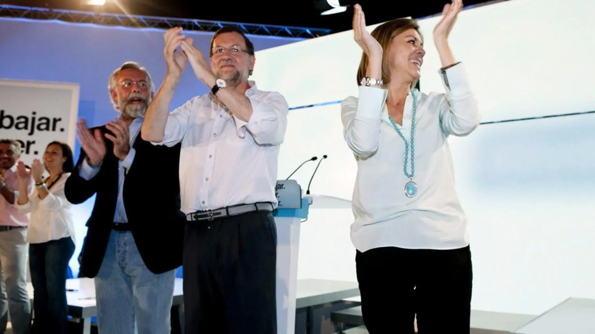 Rajoy, María Dolores de Cospedal y el candidato a revalidar la Alcaldía de Talavera, Jaime Ramos