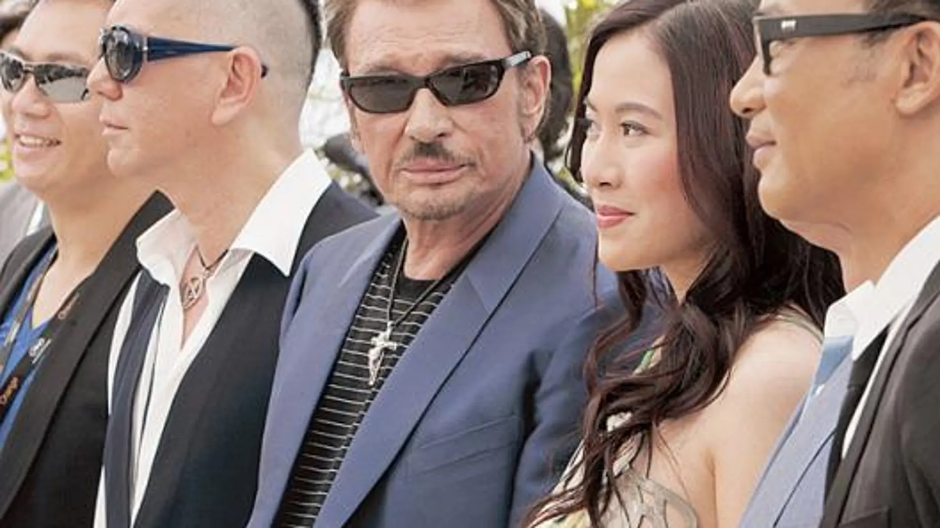 Johnny Hallyday, ayer, entre otros protagonistas de «Vengeance»
