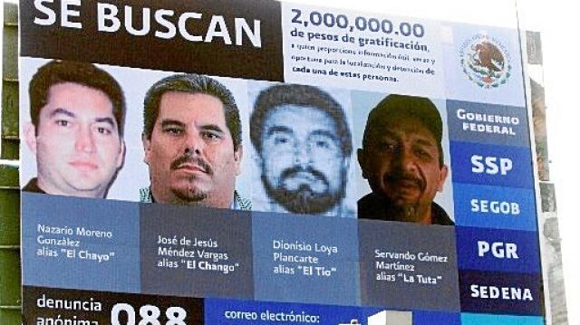 A la izquierda, Nazario Moreno, «El Chayo», uno de los capos más buscados por las fuerzas de seguridad mexicanas