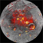 Una imagen de radar del polo norte de Mercurio, a raíz de la información facilitada por la sonda Messenger