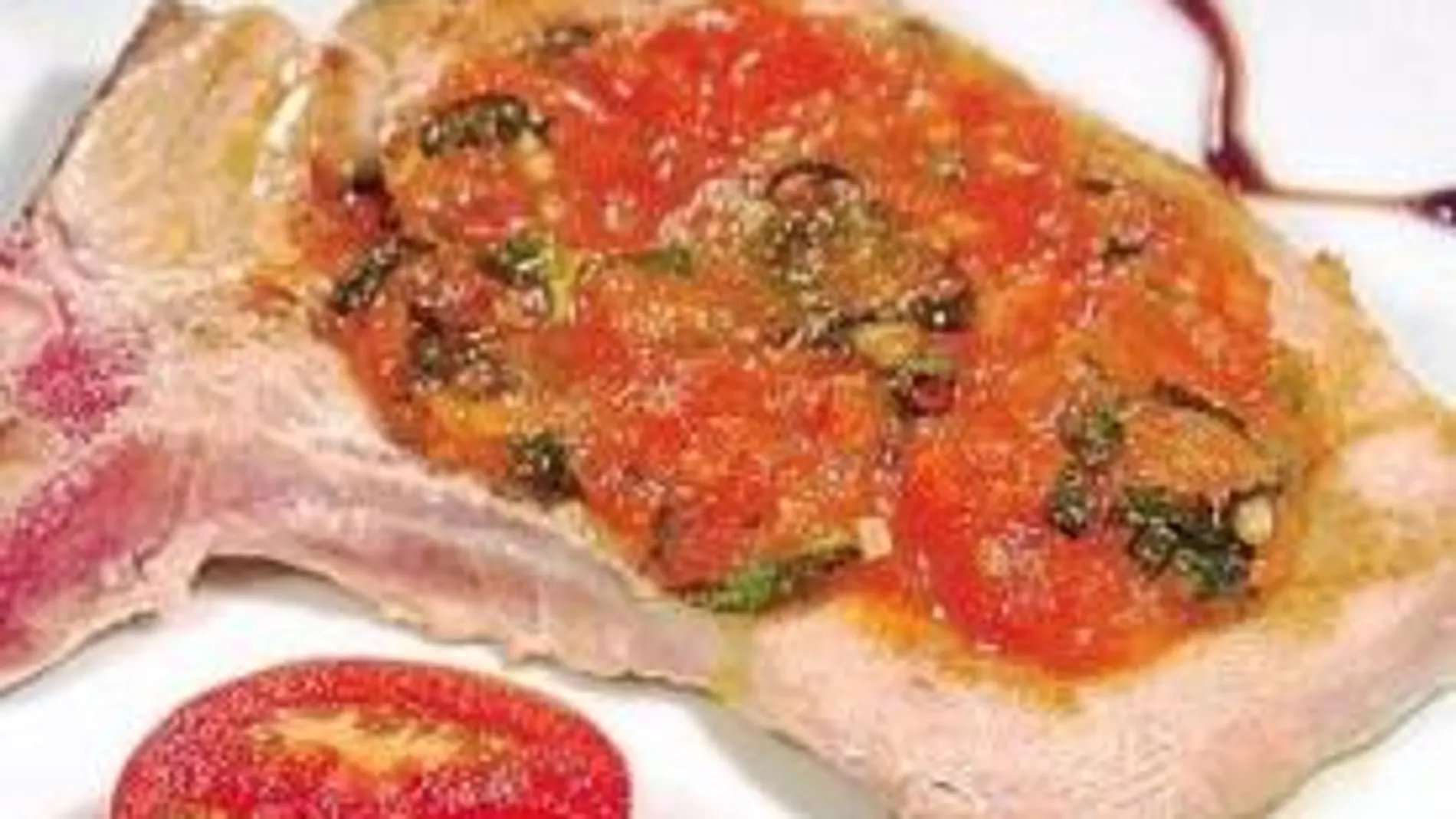 Operación biKini: Risotto al azafrán con gambas, y Chuletas con salsa de tomate y albahaca