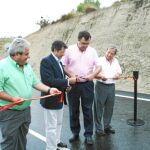 Jódar y Ballesta (centro), en la inauguración de la carreterra lorquina
