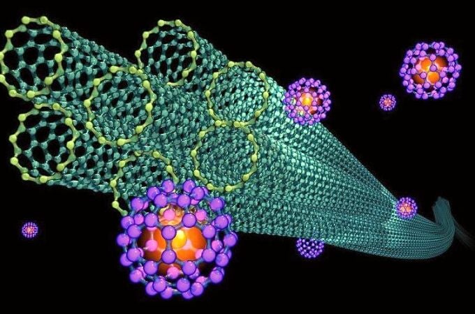 Corte trasversal de nanotubos de carbono, estructuras que forman el grafeno