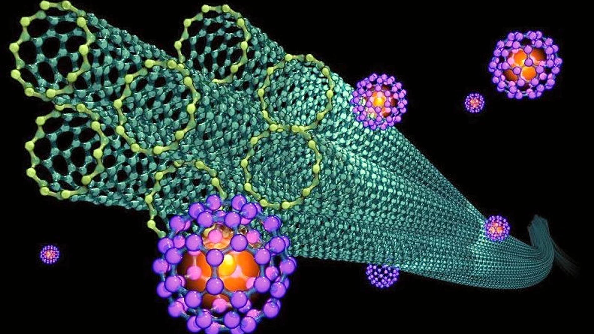 Corte trasversal de nanotubos de carbono, estructuras que forman el grafeno