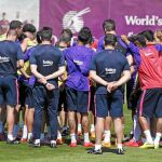 El Barcelona, en el entrenamiento del jueves