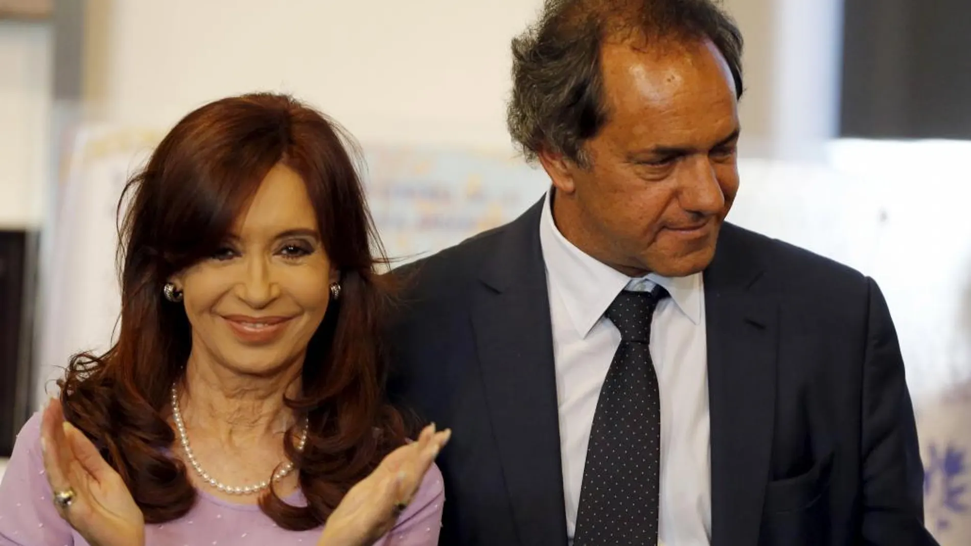 Cristina Fernández de Kirchner, junto a Daniel Scioli, gobernador de Buenos Aires.