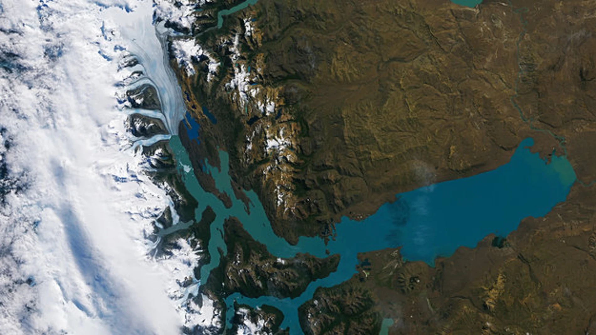 El Parque Nacional de los Glaciares, visto desde el satélite