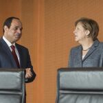Angela Merkel con el presidente egipcio, Abdel Fattah al-Sisi, en Berlín