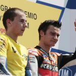 Lorenzo con Pedrosa en el podio