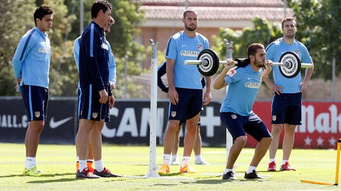 Imagen del entrenamiento de este miércoles en el Cerro del Espino