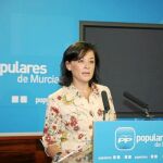 La vicesecretaria del PP, Teresa Moreno, ayer en la rueda de prensa