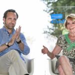 La candidata a la Alcaldía de Madrid, Esperanza Aguirre, con José Ramón Bauzá durante su intervención en un acto del partido celebrado en Palma