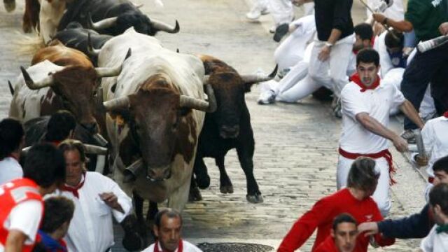 Los toros de Núñez del Cuvillo cierran los encierros con una carrera rápida y sin heridos por asta