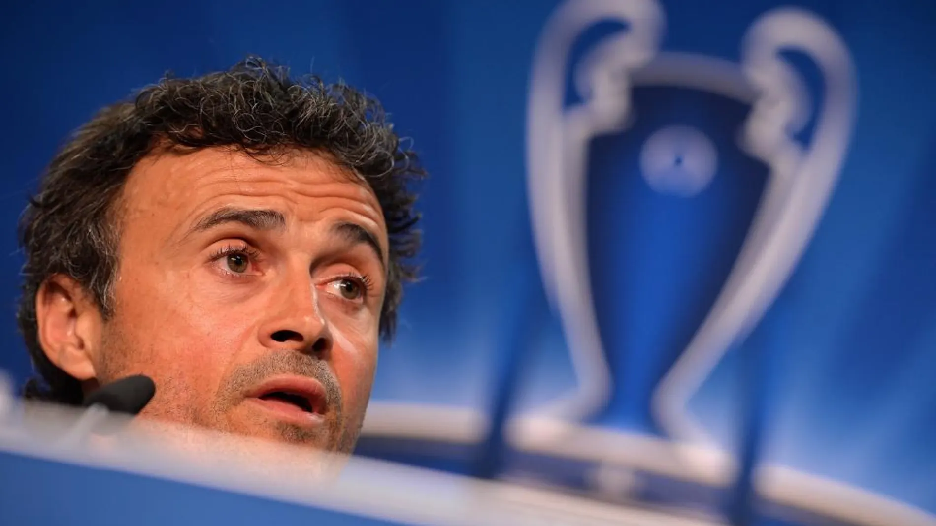 El técnico barcelonista Luis Enrique Martínez durante la rueda de prensa
