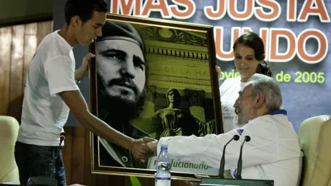 Fidel Castro en el encuentro de ayer con jóvenes universitarios