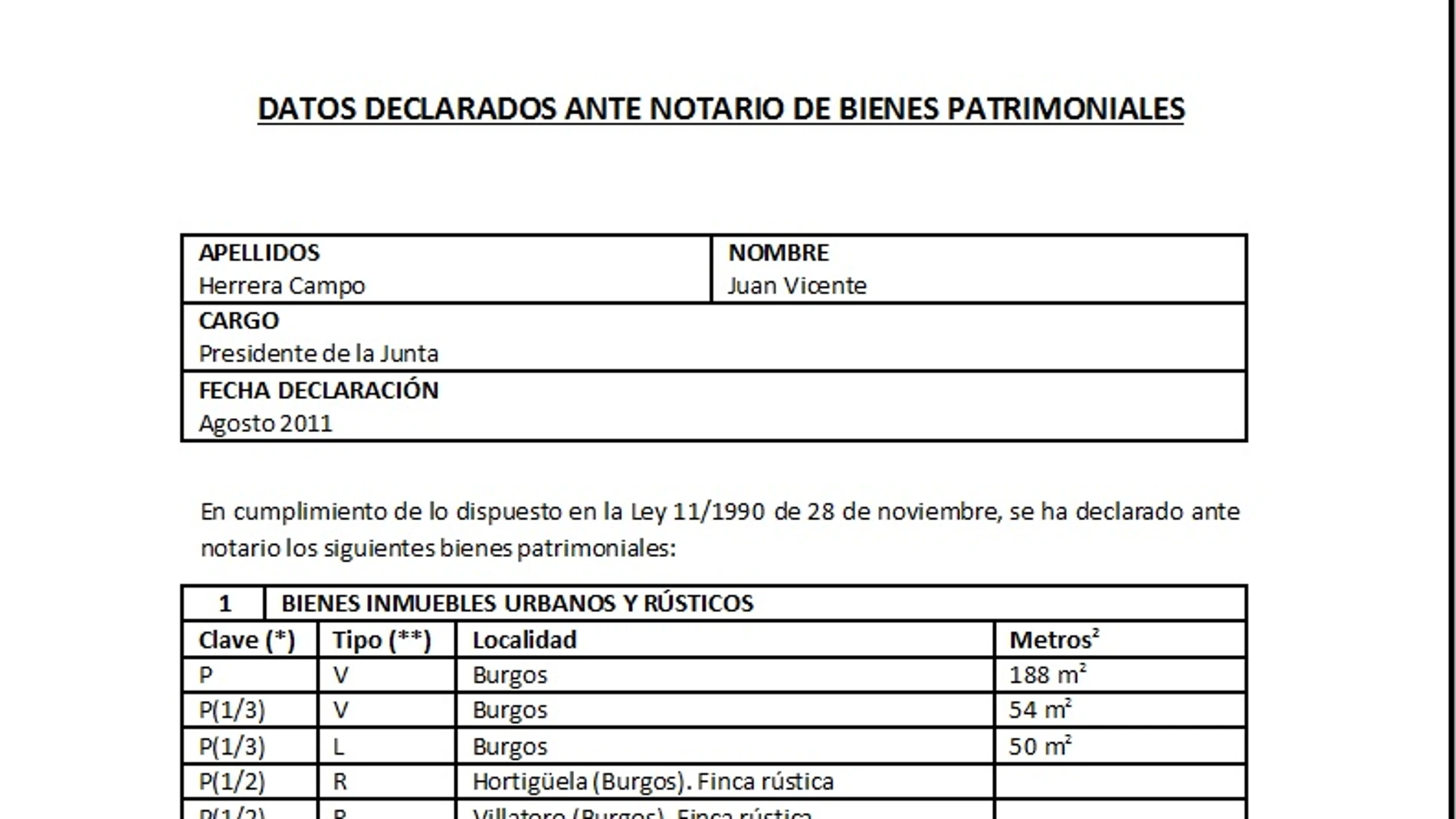 Una imagen de la declaración de Herrera