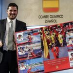 El palista David Cal, durante el homenaje que ha recibido este lunes en el Comité Olímpico Español (COE)