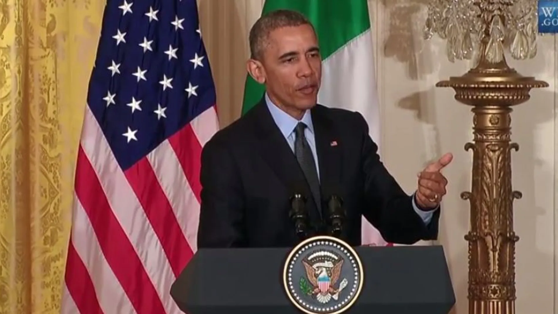 Barack Obama, durante la rueda de prensa que ha ofrecido junto a Matteo Renzi.