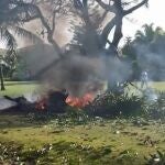 Lugar donde seis extranjeros y un dominicano murieron hoy al caer una avioneta sobre un campo de golf en República Dominicana.