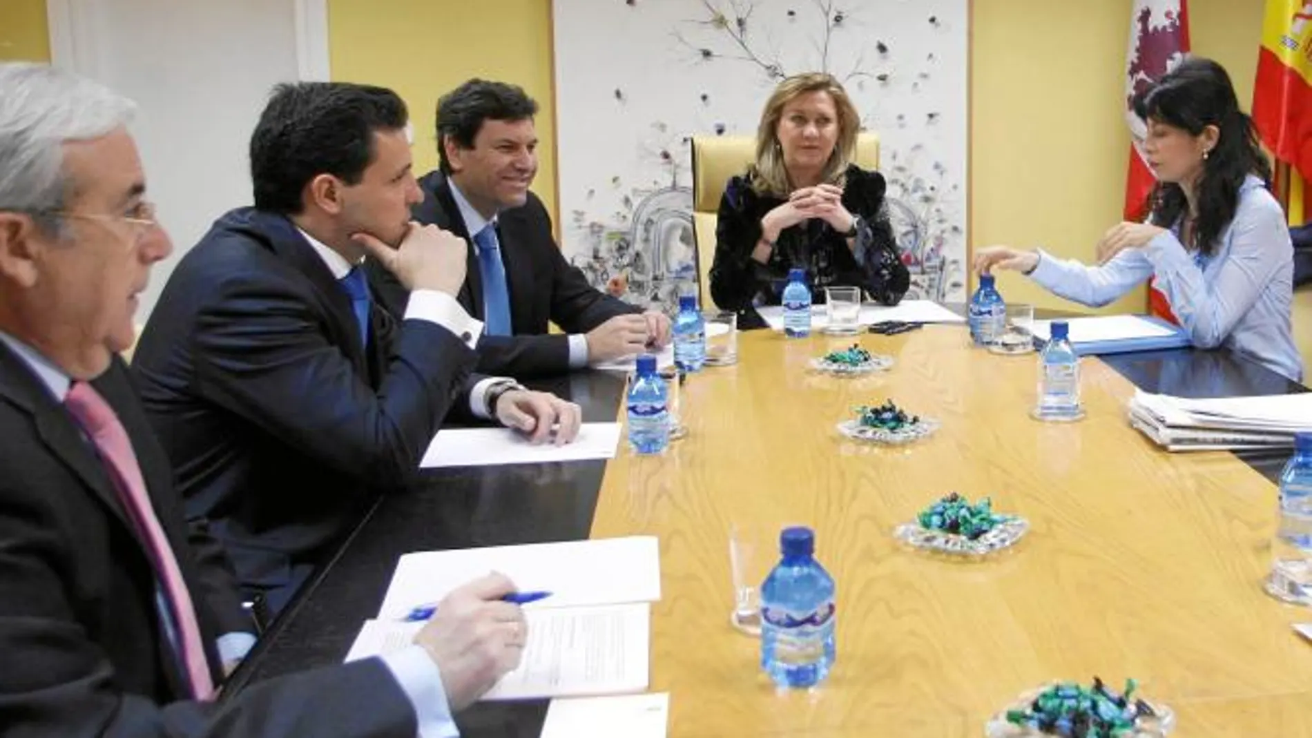 Última reunión del grupo de trabajo conformado en la anterior legislatura para analizar la puesta en marcha de un nuevo impuesto a las eléctricas, con Pilar del Olmo, Fernández Carriedo y Ana Redondo, De la Hoz y Encabo