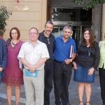 El director general de Bienes Culturales, Francisco Giménez (3 izq), acompañado por los directores de los museos de la Red Regional, tras la presentación de la nueva programación