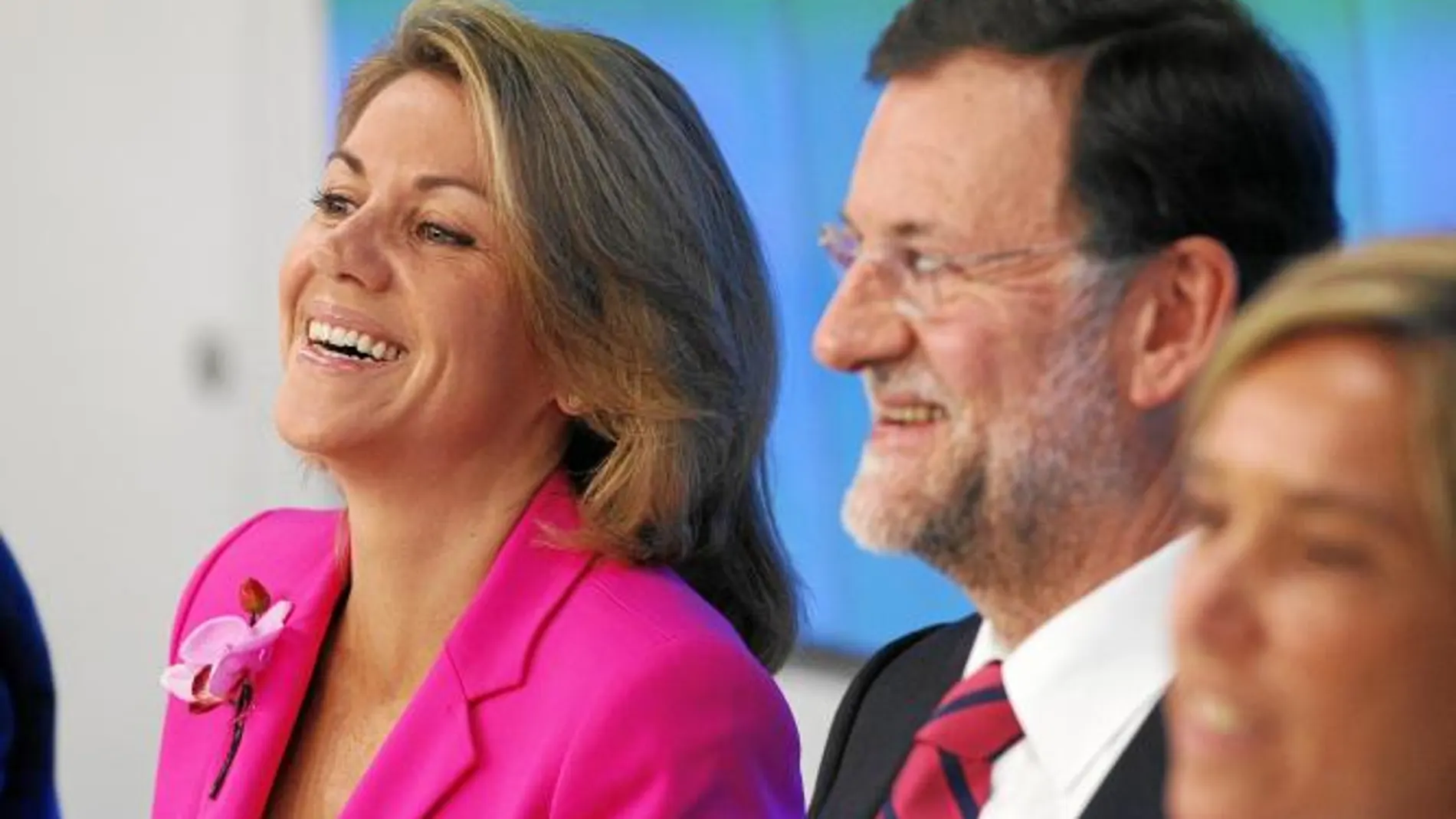 Mariano Rajoy y Dolores de Cospedal, ayer, en la Junta Directiva Nacional del PP