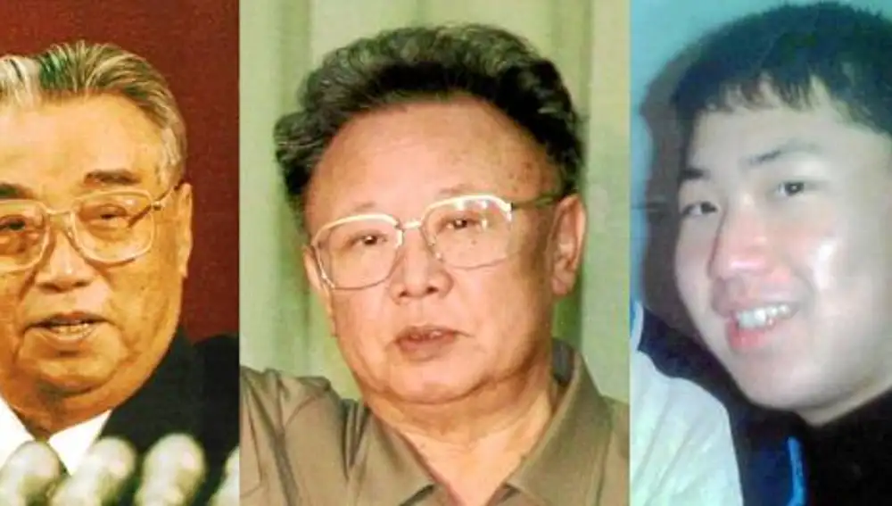 Las imágenes de Kim il Sung, Kim Jong Il y Kim Jong Un; abuelo, padre e hijo de la dinastía comunista de Corea del Norte