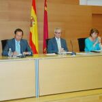 Francisco Jódar, Miguel Ángel Cámara, Ramón Luis Valcárcel, Pilar Barreiro y Eduardo Contreras, ayer en la firma de los convenios