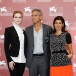 Evan Rachel Wood, George Clooney y Marisa Tomei