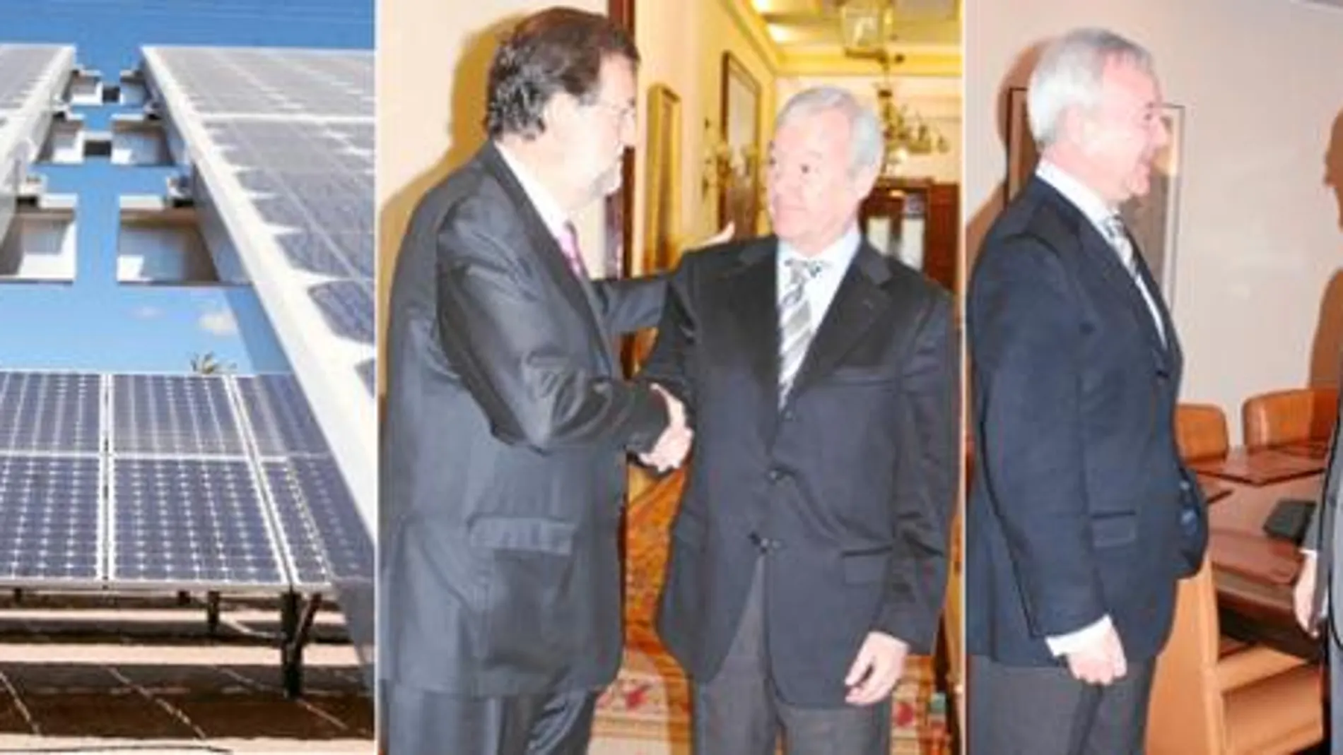 Una de las plantas fotovoltaicas de la Región de Murcia. Valcárcel se reunió ayer en Madrid con Rajoy y con Durán Lleida (derecha) para tratar el problema del sector