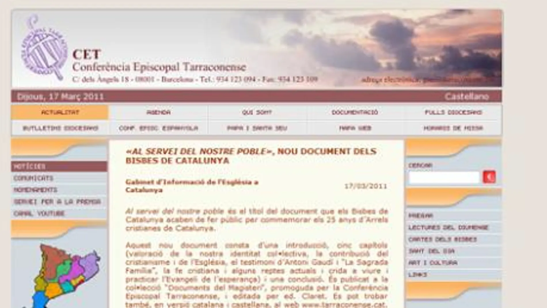Documento publicado el página web de la Conferencia Episcopal tarraconense