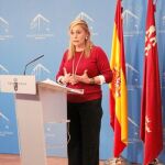 La portavoz regional, María Pedro Reverte, en su comparecencia de ayer durante la celebración del Consejo de Gobierno
