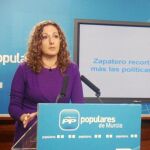 La portavoz adjunta del Grupo Parlamentario Popular (GPP), Ascensión Carreño, ayer durante la rueda de prensa