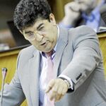 El coordinador regional de IULV-CA, Diego Valderas, en un momento de su intervención en el Debate sobre el Estado de la Comunidad