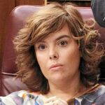 Soraya Sáenz de Santamaría, ayer, en el Congreso de los Diputados