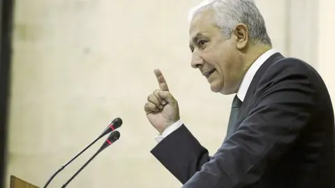 El presidente del PP-A, Javier Arenas, interviene ante el plenario