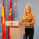 La portavoz del Gobierno regional, María Pedro Reverte, tras el consejo de Gobierno celebrado ayer