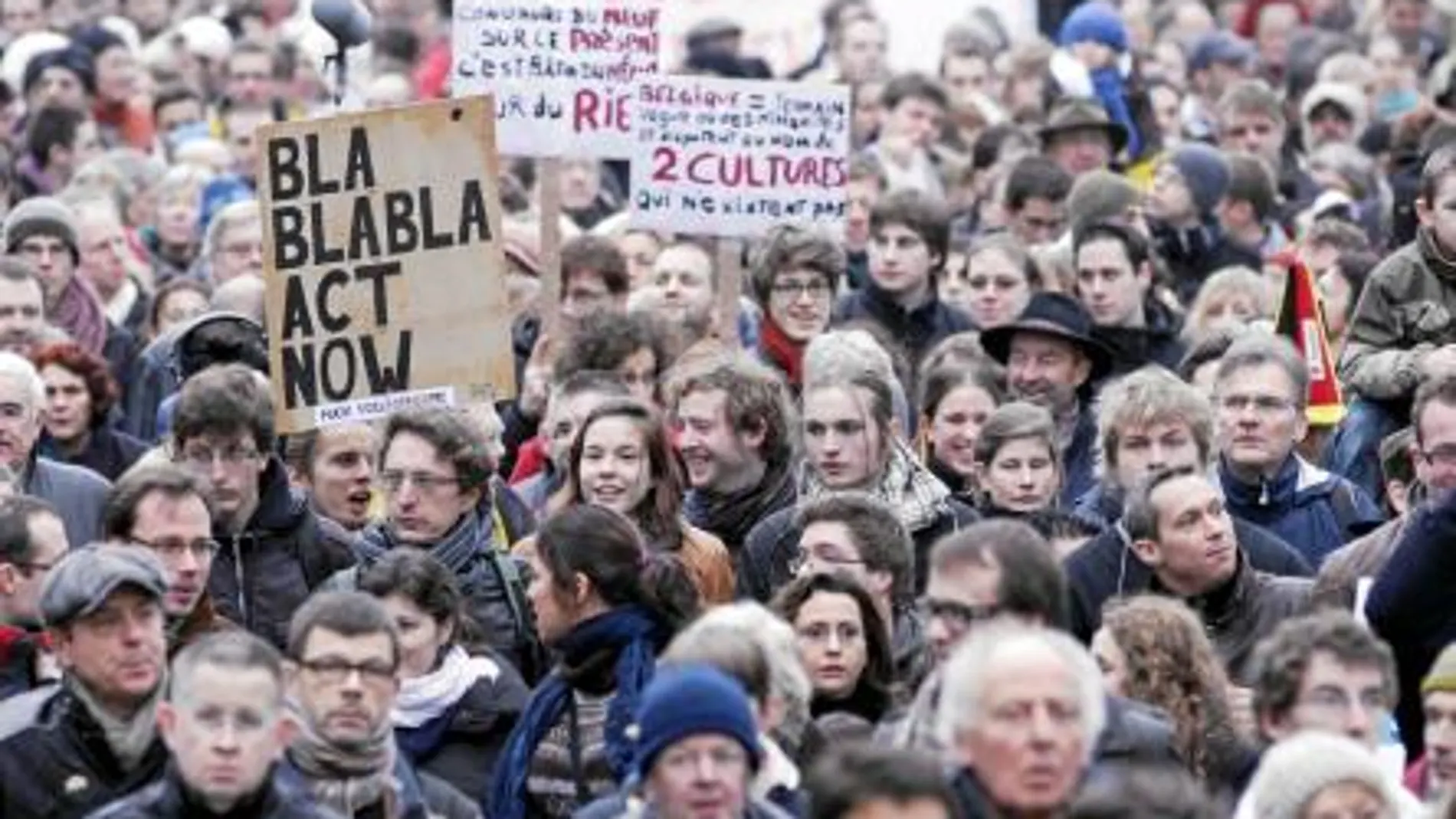Manifestación en Bruselas del 23 de enero en la que los belgas reclamaron la formación de un Gobierno.
