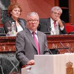 El presidente de la Comunidad Autónoma, Ramón Luis Valcárcel, durante una intervención en la Asamblea