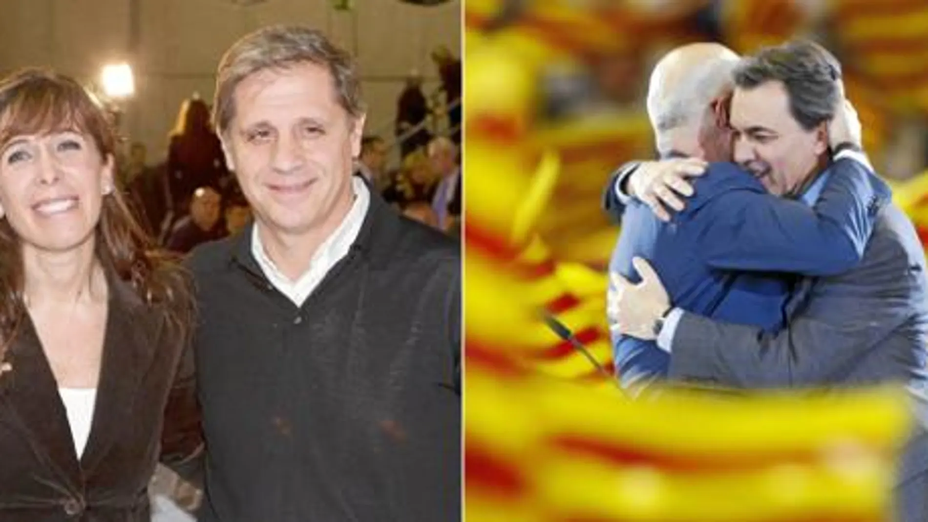Sánchez-Camacho y Alberto Fernández, ayer. Mas y Duran, ayer, en el Palau de Sant Jordi