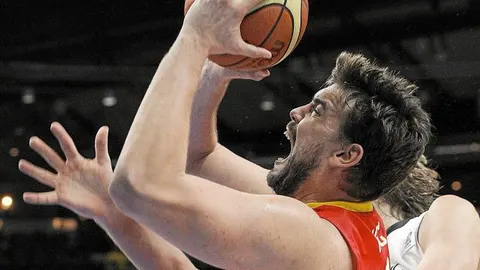 Marc Gasol fue el jugador español que más faltas recibió ante Alemania. Sufrió nueve