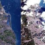 el día antes y el después del tsunami ocurrido en Japón, el pasado mes de marzo