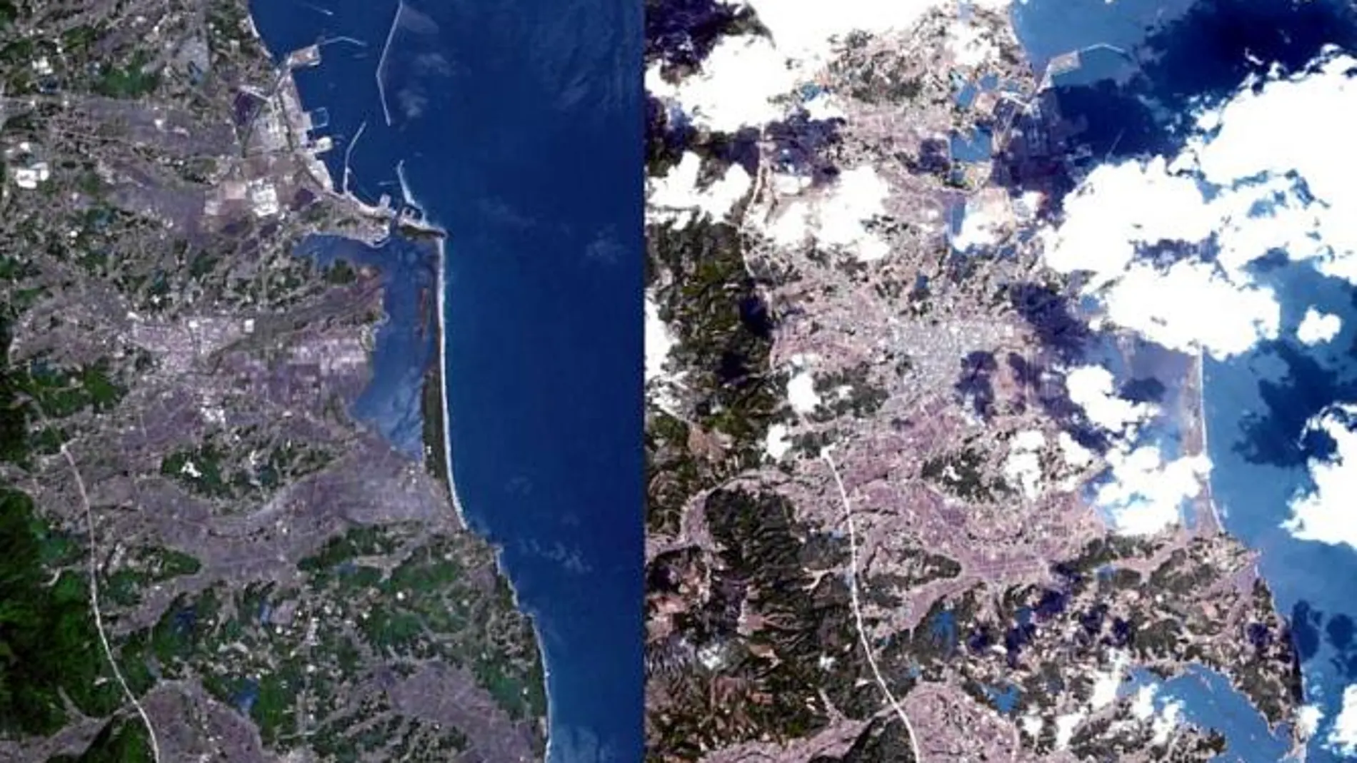 el día antes y el después del tsunami ocurrido en Japón, el pasado mes de marzo